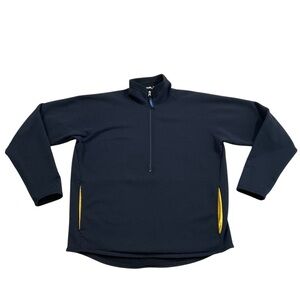 L.L. Bean Men’s Size Large Pullover Fleece Jacket Black Yellow Half-Zip USA Made